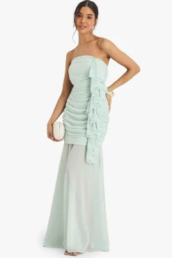 boohoo Robe maxi en chiffon ruché<Femme Robes Bal De Promo|Robes