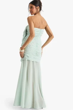 boohoo Robe maxi en chiffon ruché<Femme Robes Bal De Promo|Robes