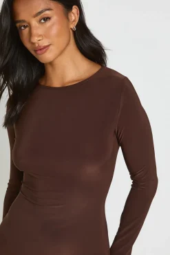 Robe Maxi À Encolure Arrondie Et Manches Longues En Tissu Doux Au Toucher Petite