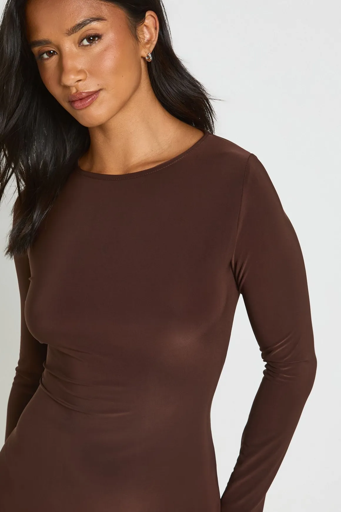 Robe Maxi À Encolure Arrondie Et Manches Longues En Tissu Doux Au Toucher Petite