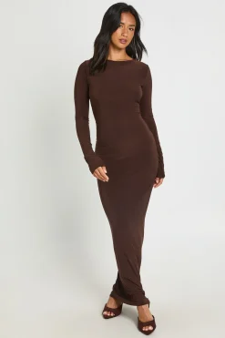 Robe Maxi À Encolure Arrondie Et Manches Longues En Tissu Doux Au Toucher Petite