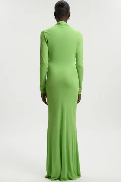 Robe Maxi à Encolure Plongeante en Jersey Crêpe Stretch Premium
