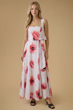 Robe Maxi En Coton À Encolure Carrée Pour Grandes Occasions