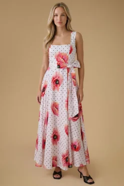 Robe Maxi En Coton À Encolure Carrée Pour Grandes Occasions