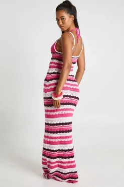 boohoo Robe Maxi En Crochet À Rayures<Femme Toutes Les Robes|Robes Longues