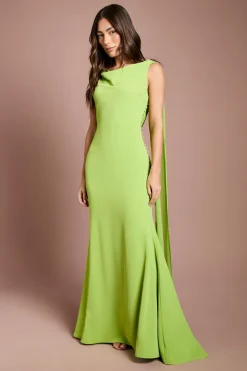 Robe Maxi En Crêpe Avec Détail En Mousseline Et Dos Drapé