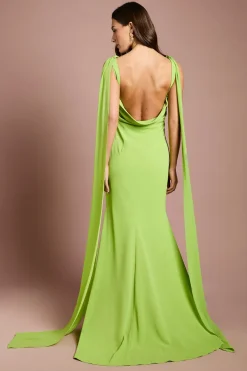 Robe Maxi En Crêpe Avec Détail En Mousseline Et Dos Drapé