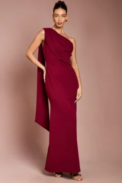 Robe Maxi en Crêpe Extensible à Une Épaule