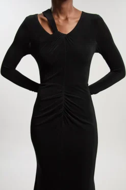 Robe Maxi En Crêpe Fluide Petite Avec Détail Torsadé
