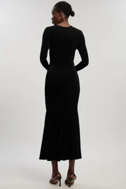 Robe Maxi En Crêpe Fluide Petite Avec Détail Torsadé