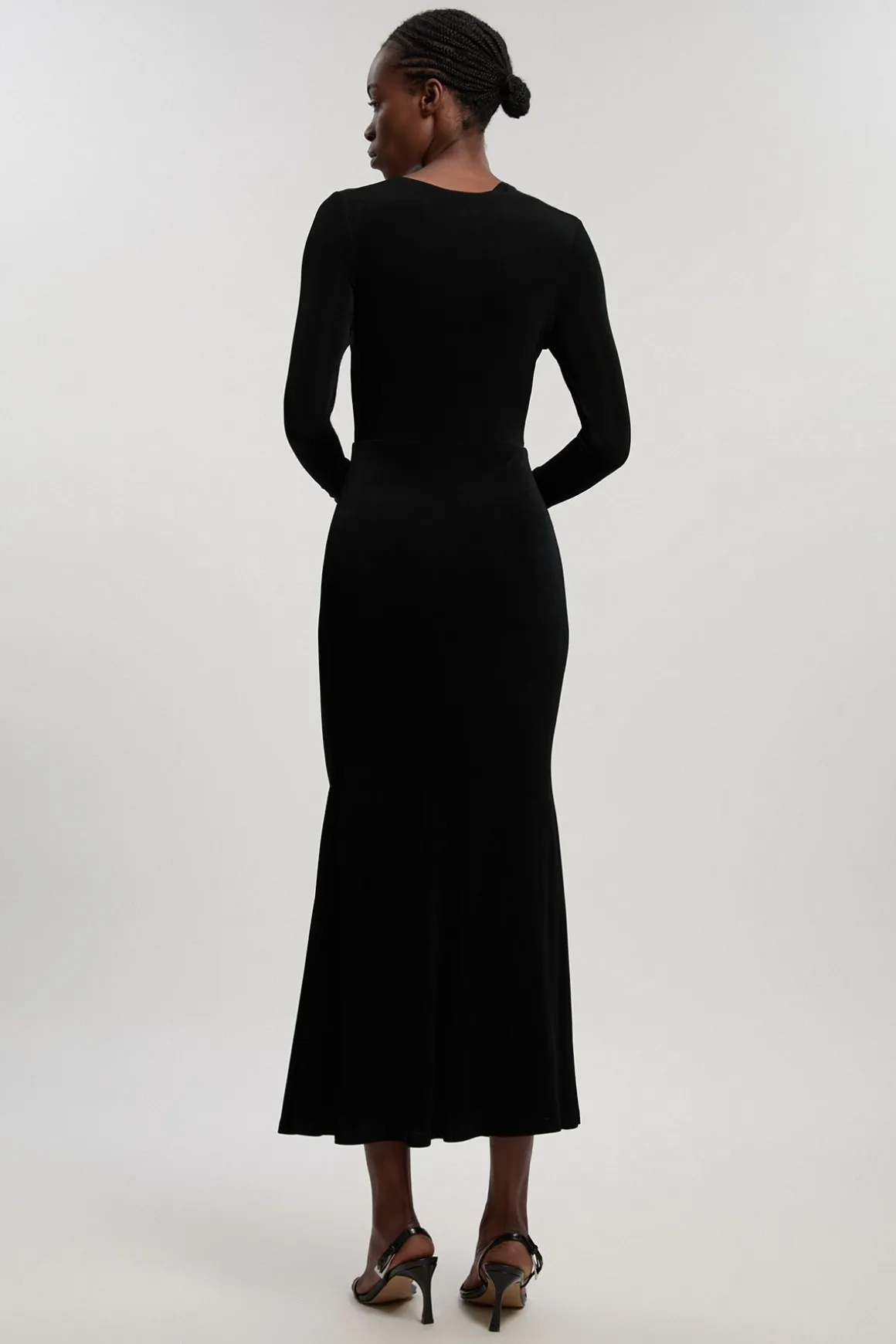 Robe Maxi En Crêpe Fluide Petite Avec Détail Torsadé