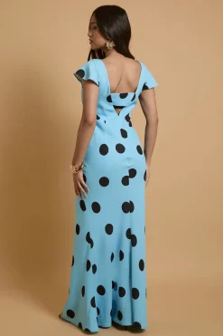 Robe Maxi En Crêpe À Pois Petite Taille