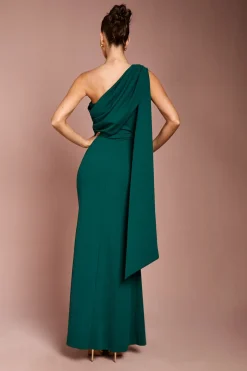 Robe Maxi en Crêpe Stretch à Une Épaule