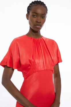 KarenMillen Robe maxi en crépon de satin tissé<Femme Satin Et Dentelle|Robes