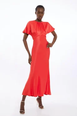 KarenMillen Robe maxi en crépon de satin tissé<Femme Satin Et Dentelle|Robes