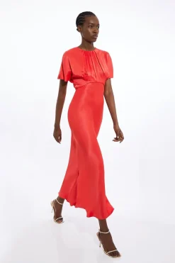 KarenMillen Robe maxi en crépon de satin tissé<Femme Satin Et Dentelle|Robes