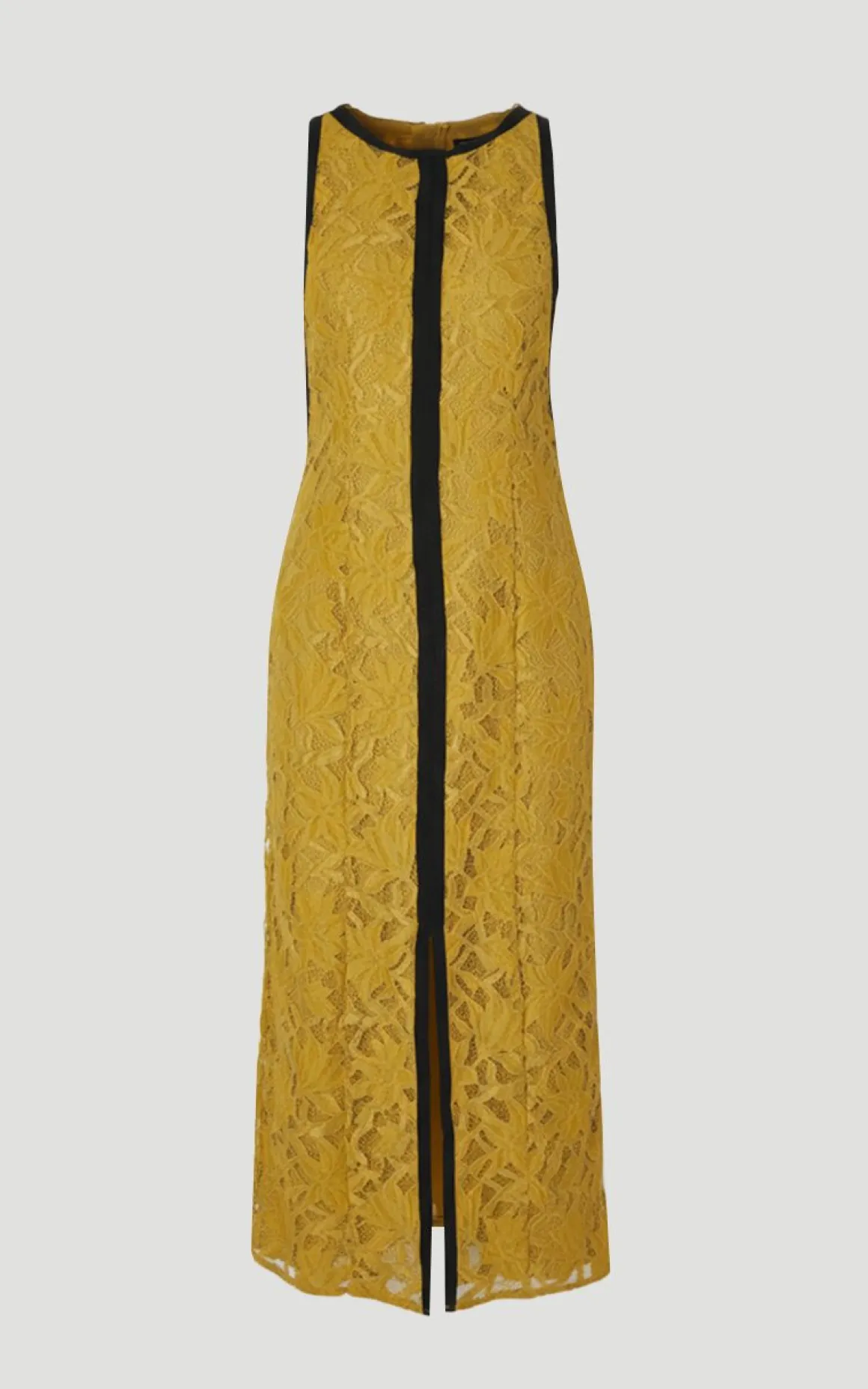 Robe maxi en dentelle avec passepoil noir tissé
