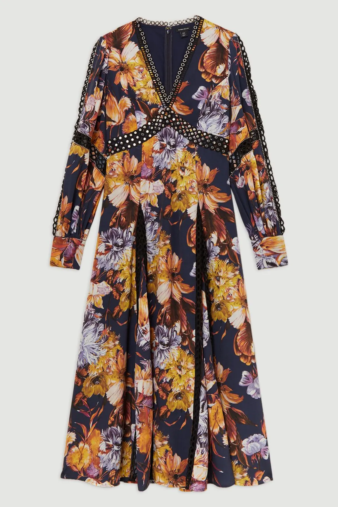 Robe maxi en dentelle ornée de fleurs