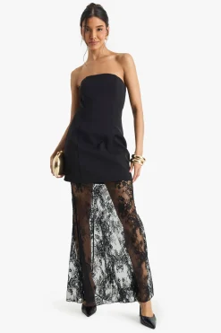 Robe Maxi en Dentelle Structurée Premium