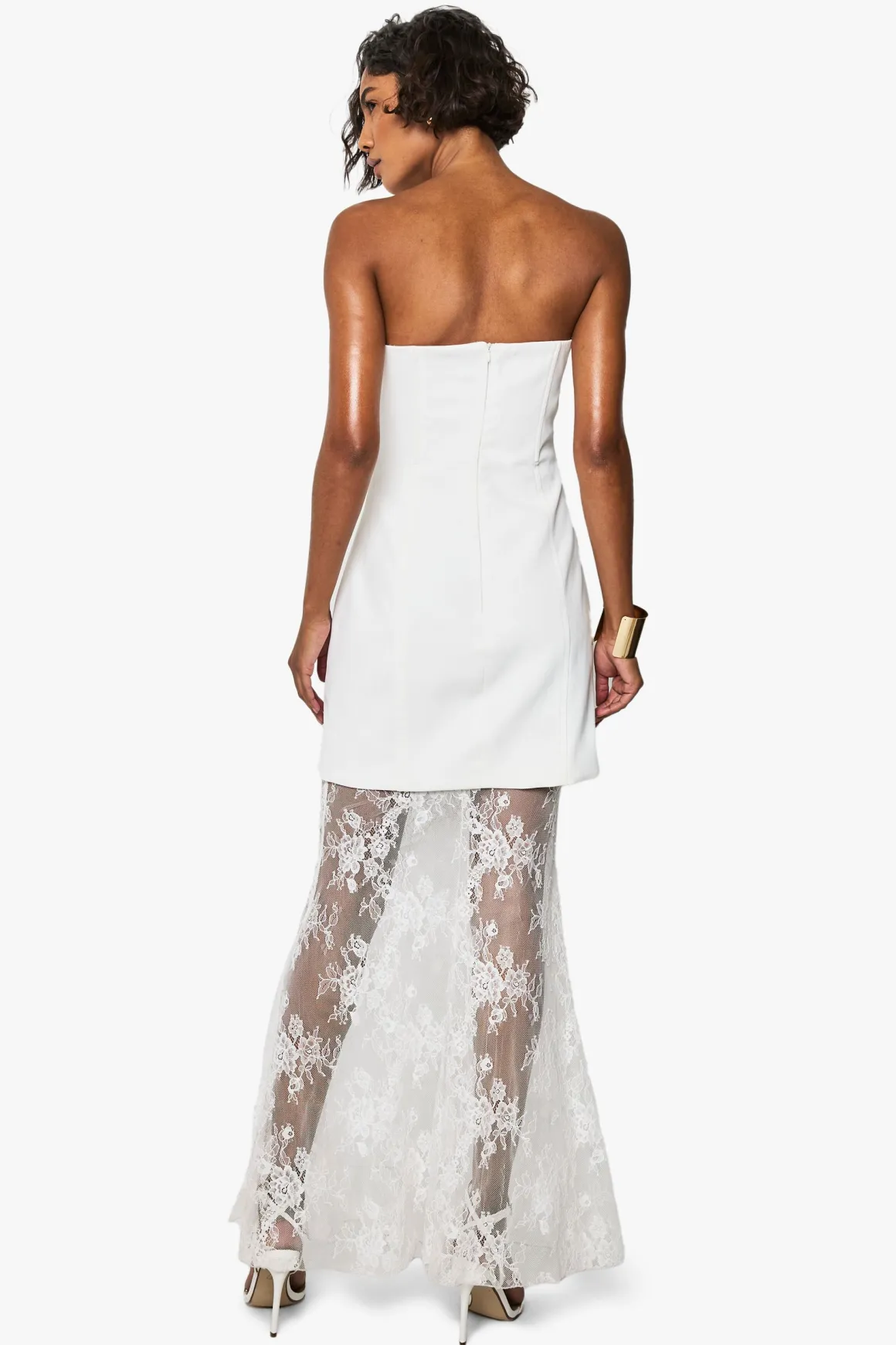Robe maxi 2 en 1 en dentelle, ajustée et évasée pour grande taille
