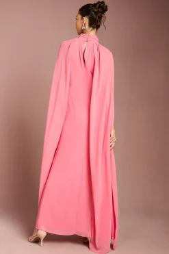 Robe Maxi En Georgette À Cape Fleurie Ornée