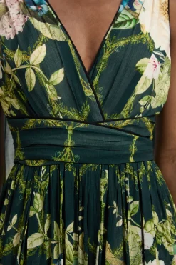 KarenMillen Robe Maxi En Georgette Froissée À Imprimé Floral Et Col Licou<Femme Robes|Robe Invitée Mariage