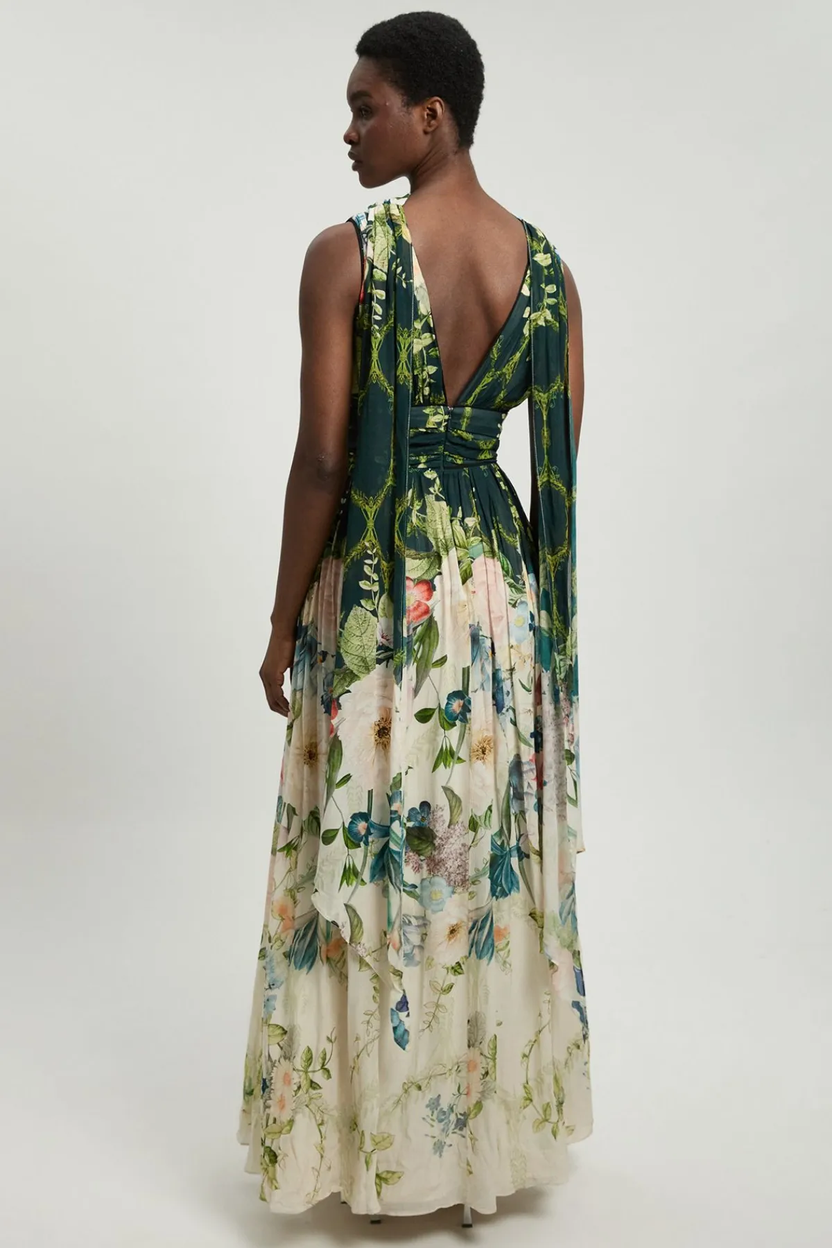 KarenMillen Robe Maxi En Georgette Froissée À Imprimé Floral Et Col Licou<Femme Robes|Robe Invitée Mariage