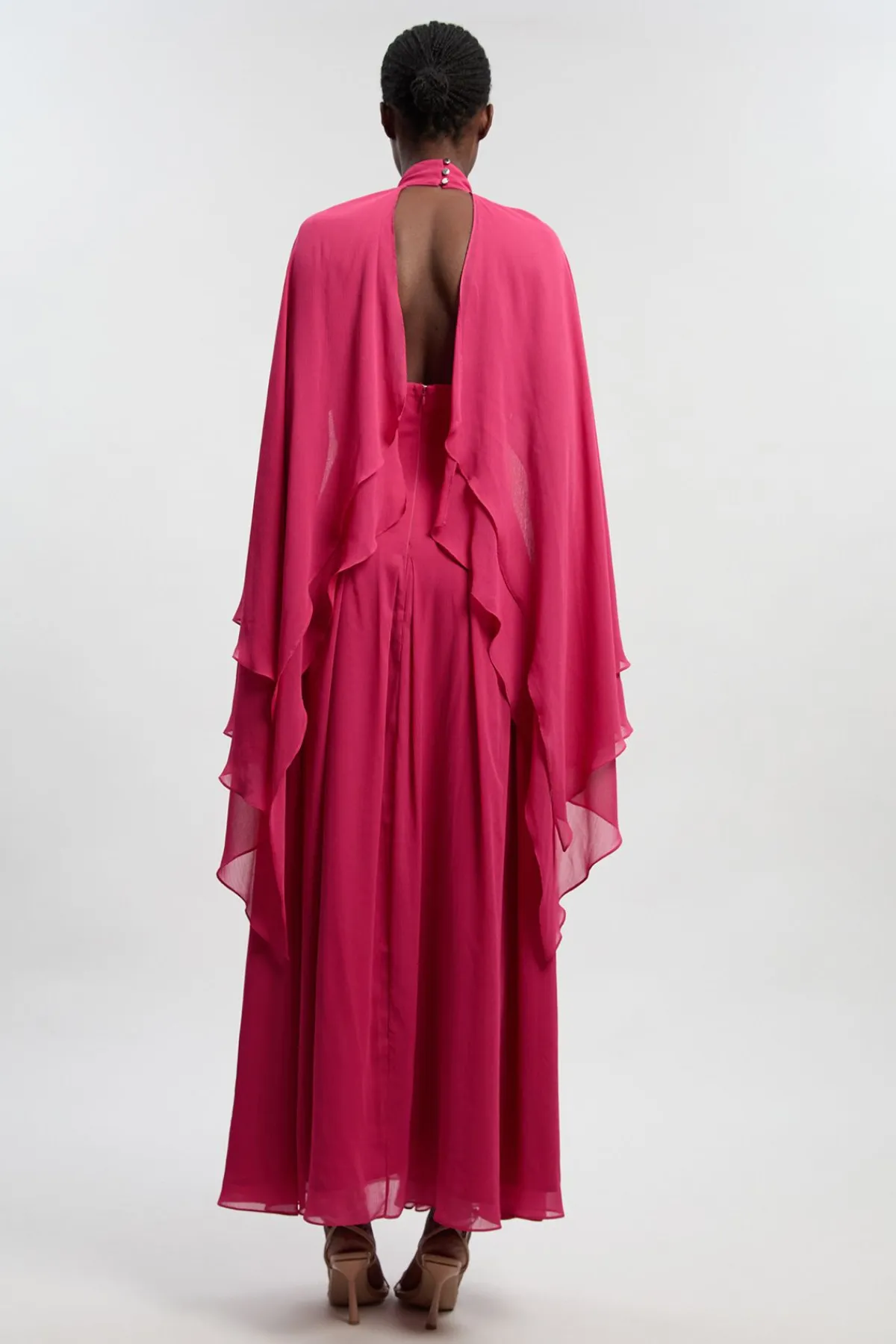 KarenMillen Robe Maxi En Georgette Tissée Froissée Avec Croisé Devant Petite<Femme Toutes Les Robes|Robes Longues