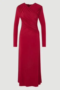 Robe Maxi en Jersey Crépe Froncée