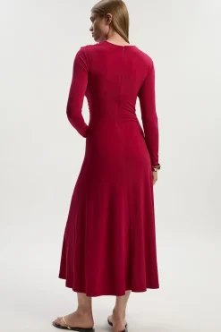 Robe Maxi en Jersey Crépe Froncée