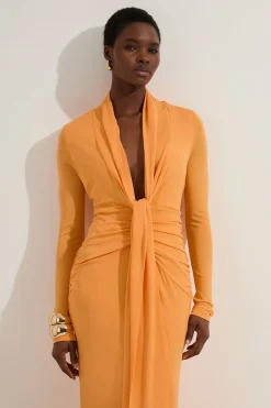 Robe Maxi en Jersey Crêpe Stretch Premium à Col Plongeant
