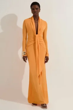 Robe Maxi en Jersey Crêpe Stretch Premium à Col Plongeant