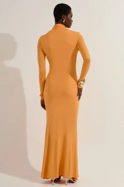 Robe Maxi en Jersey Crêpe Stretch Premium à Col Plongeant