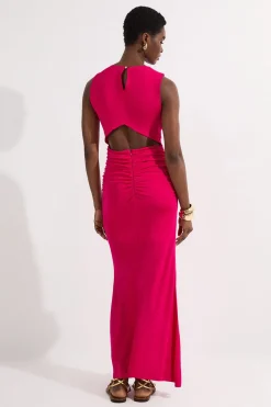 Robe maxi en jersey crêpe stretch premium