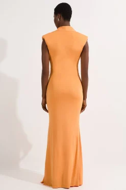 KarenMillen Robe maxi en jersey à décolleté plongeant, fronces et effet twist<Femme Robes|Robes Longues