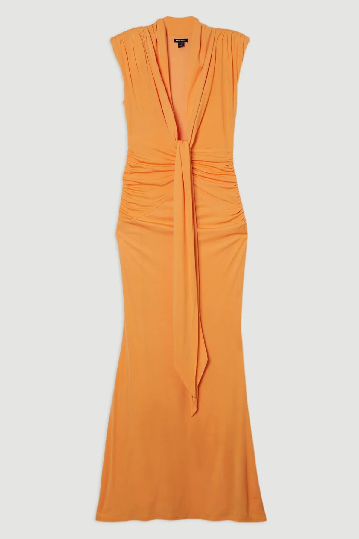 KarenMillen Robe maxi en jersey à décolleté plongeant, fronces et effet twist<Femme Robes|Robes Longues