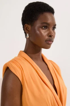KarenMillen Robe maxi en jersey à décolleté plongeant, fronces et effet twist<Femme Robes|Robes Longues
