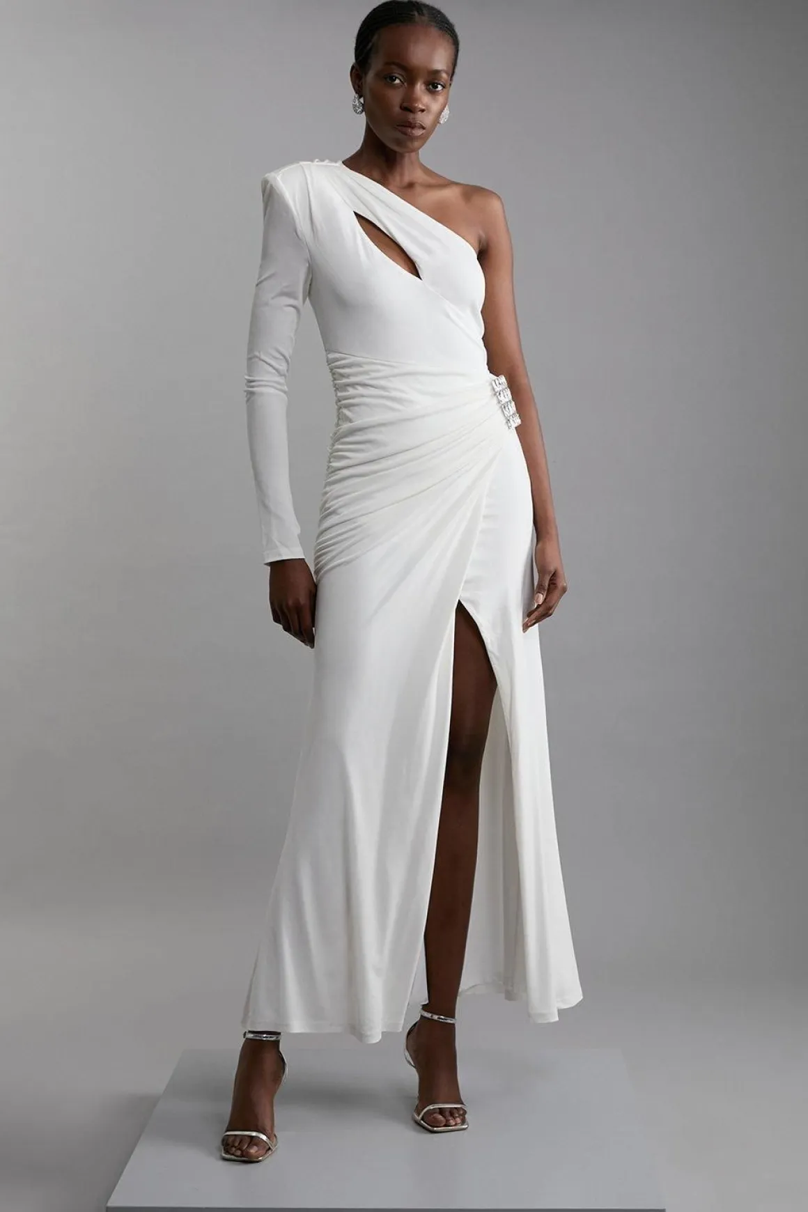 Robe maxi en jersey de viscose premium avec éléments métalliques