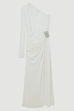 Robe maxi en jersey de viscose premium avec éléments métalliques