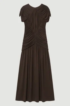 KarenMillen Robe Maxi En Jersey Froncé Premium<Femme Robes Bal De Promo|Robes