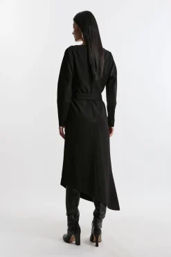 Robe Maxi en Jersey Ponte avec ourlet cascade et ceinture
