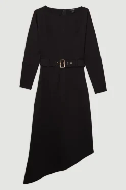 Robe Maxi en Jersey Ponte avec ourlet cascade et ceinture