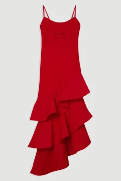 Robe Maxi en jersey Ponte de coton à ourlet à volants
