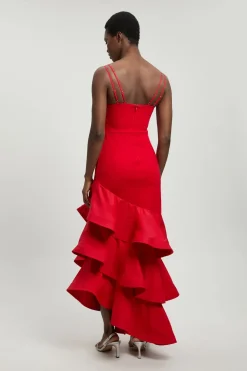 Robe Maxi en jersey Ponte de coton à ourlet à volants