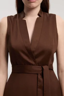 KarenMillen Robe Maxi en Lin Ajustée à Nouer à la Taille Style Portefeuille<Femme Toutes Les Robes|Robes Longues