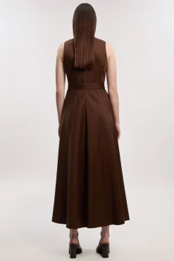 KarenMillen Robe Maxi en Lin Ajustée à Nouer à la Taille Style Portefeuille<Femme Toutes Les Robes|Robes Longues