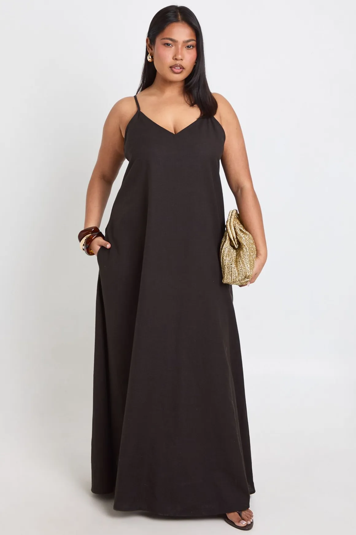 Robe Maxi En Lin Grande Taille À Ourlet Mouchoir