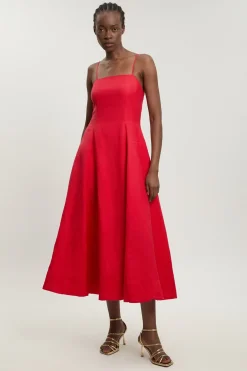 Robe Maxi en Lin Tissé à Bretelles