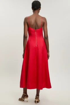Robe Maxi en Lin Tissé à Bretelles