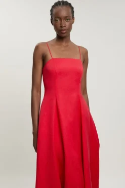 Robe Maxi en Lin Tissé à Bretelles
